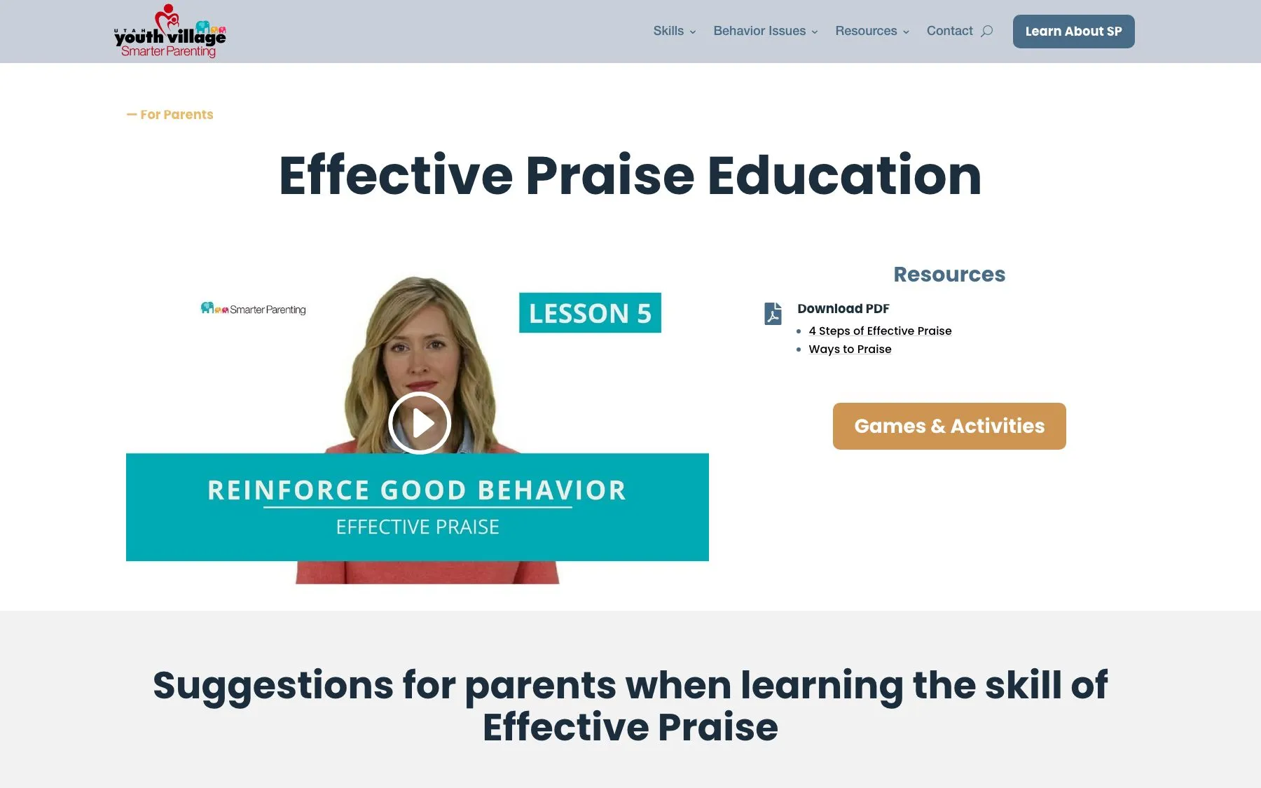 Effective Praise walks parents through reinforcing good behavior in four steps.